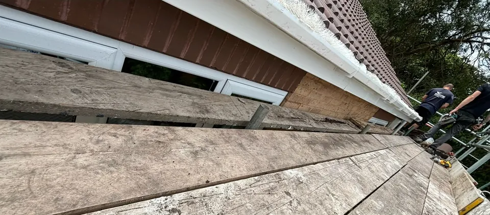Eaves and fascia work on a tiled roof