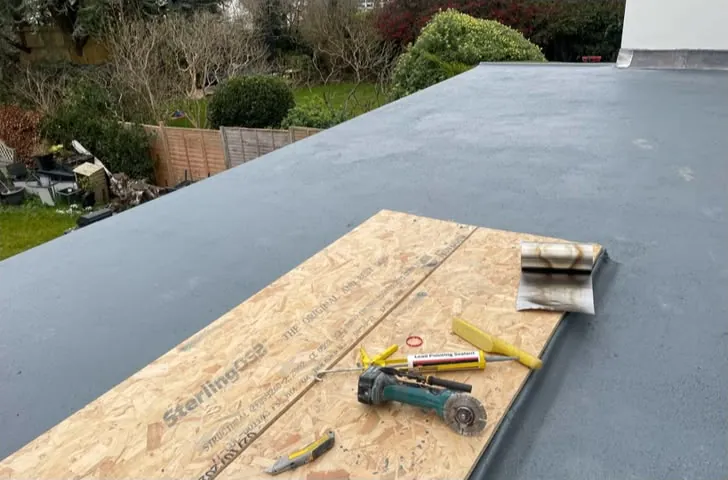 New deck boards on a flat roof