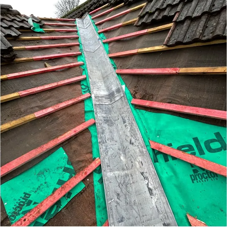 New lead valley on a re-roof