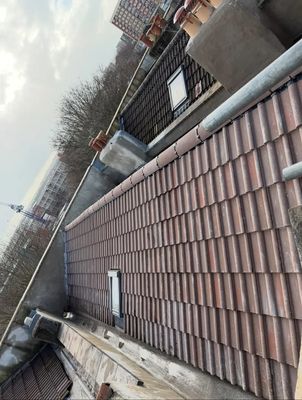 Long run of new tiles on a terrace