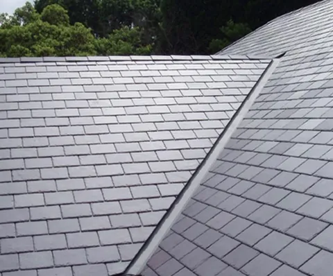 Slate roof with a neatly cut valley