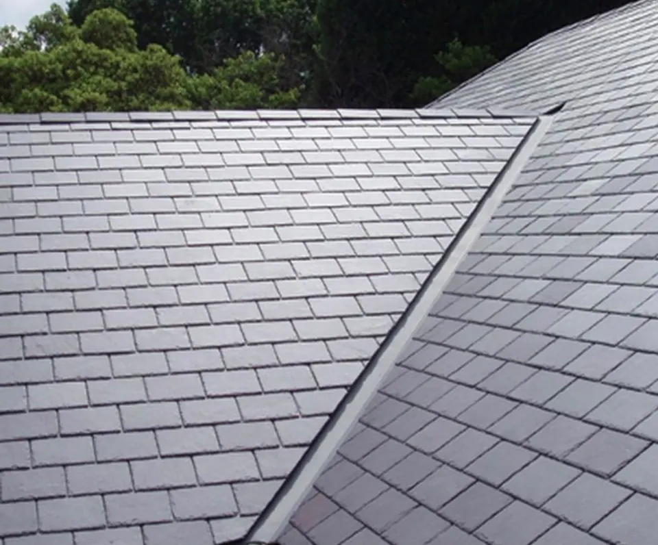Slate roof with a neatly cut valley