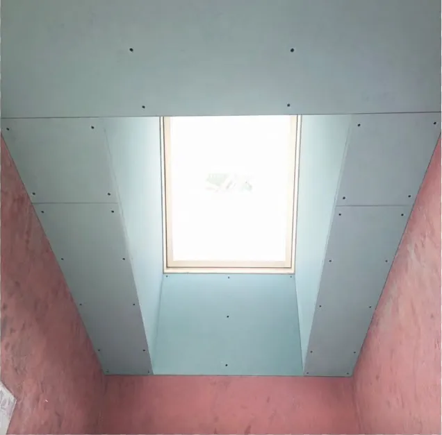 Velux window lining plasterboarded inside